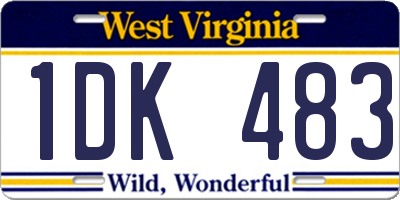 WV license plate 1DK483