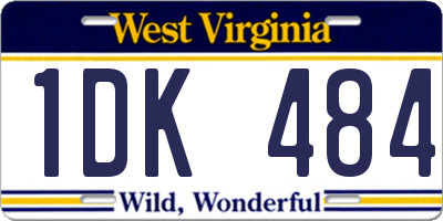 WV license plate 1DK484