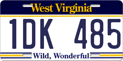 WV license plate 1DK485