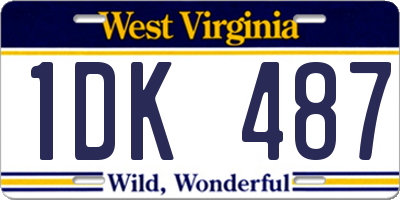 WV license plate 1DK487