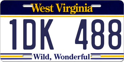 WV license plate 1DK488