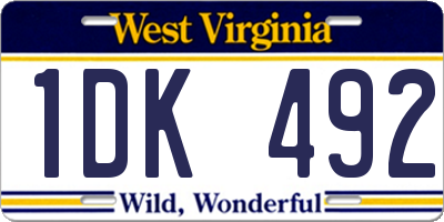 WV license plate 1DK492