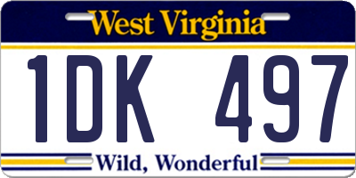 WV license plate 1DK497