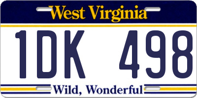 WV license plate 1DK498