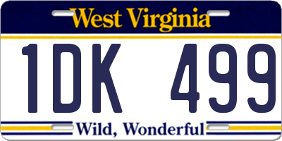 WV license plate 1DK499