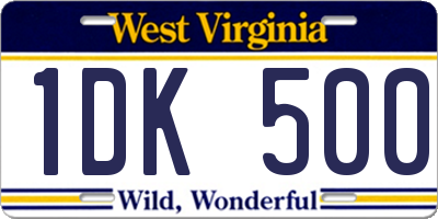 WV license plate 1DK500