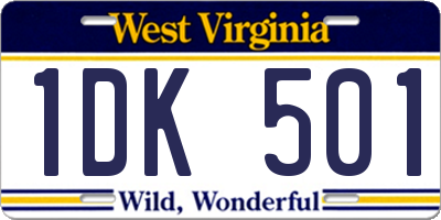 WV license plate 1DK501