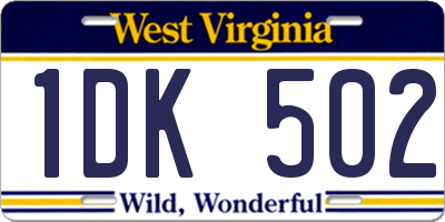 WV license plate 1DK502