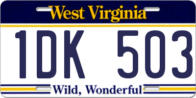 WV license plate 1DK503