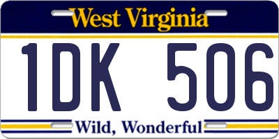 WV license plate 1DK506