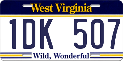 WV license plate 1DK507