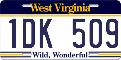 WV license plate 1DK509