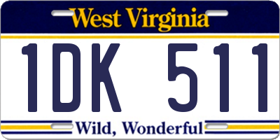 WV license plate 1DK511