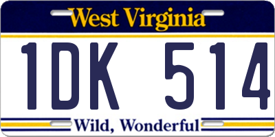 WV license plate 1DK514