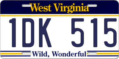 WV license plate 1DK515