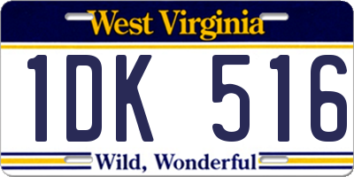 WV license plate 1DK516