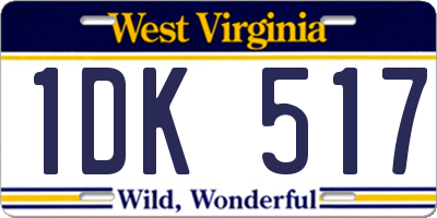 WV license plate 1DK517
