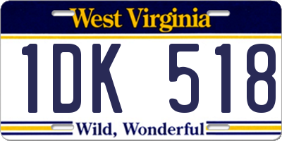 WV license plate 1DK518