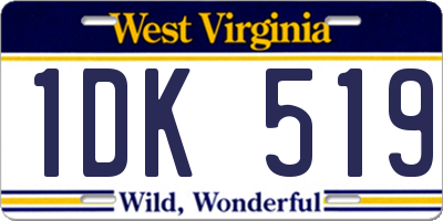 WV license plate 1DK519