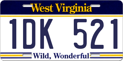 WV license plate 1DK521