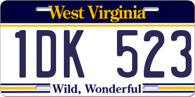 WV license plate 1DK523
