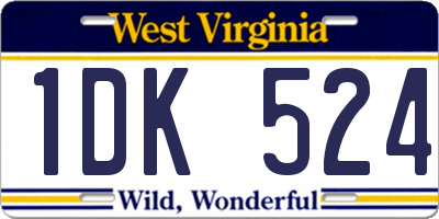 WV license plate 1DK524