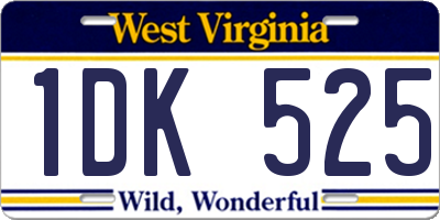 WV license plate 1DK525