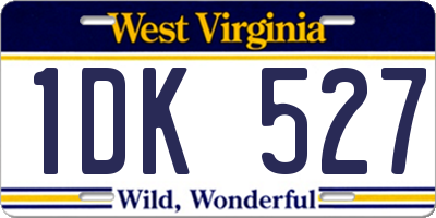 WV license plate 1DK527