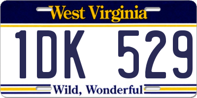 WV license plate 1DK529