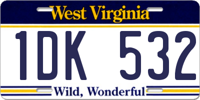 WV license plate 1DK532