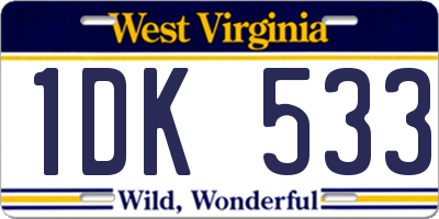 WV license plate 1DK533