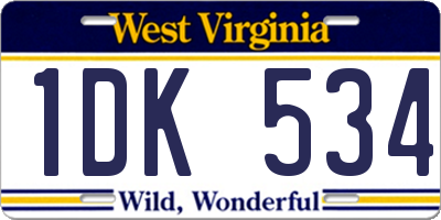 WV license plate 1DK534