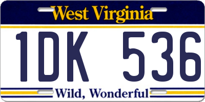 WV license plate 1DK536
