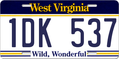 WV license plate 1DK537