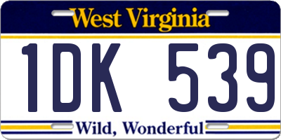 WV license plate 1DK539