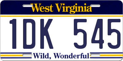 WV license plate 1DK545