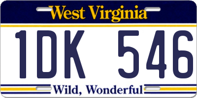 WV license plate 1DK546