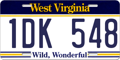 WV license plate 1DK548