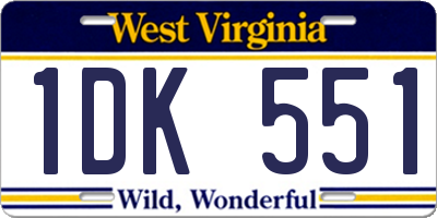 WV license plate 1DK551