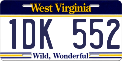 WV license plate 1DK552