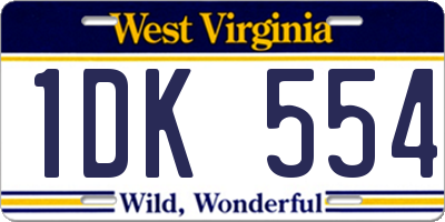 WV license plate 1DK554