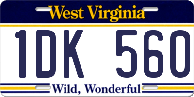 WV license plate 1DK560