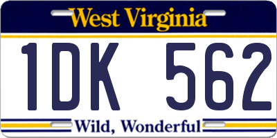 WV license plate 1DK562