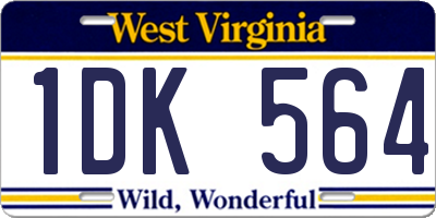 WV license plate 1DK564