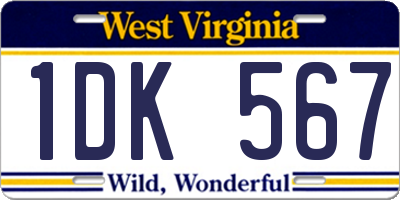 WV license plate 1DK567