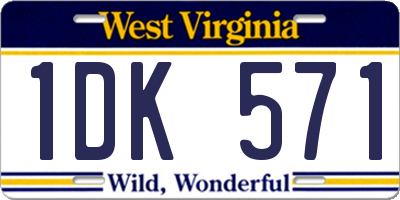 WV license plate 1DK571