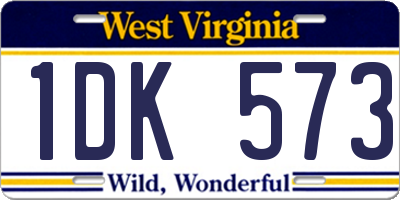 WV license plate 1DK573