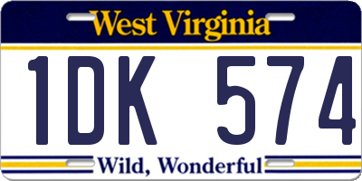 WV license plate 1DK574
