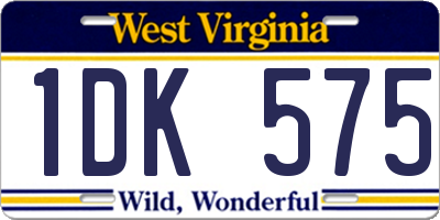 WV license plate 1DK575