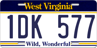 WV license plate 1DK577